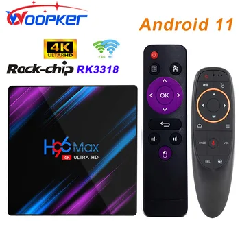 Woopker H96 MAX RK3318 Smart TV Box Android 11 4G 64GB 32G 4K Двойна Wifi BT media player TVBOX телеприставка 2 GB 16GB