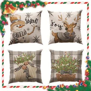 Коледен комплект с възглавници с Снежинками ръкавици от Лосове, Възглавница с принтом под формата на кошници с цветя, Диван за хол, Коледни украси, Аксесоари