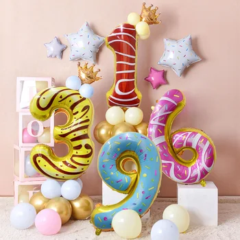 Ynaayu-Алуминиева форма за понички, Машина за рожден ден, Сладолед, Детски празник, Цифрови балони, 32 инча