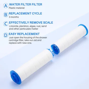Заменяеми филтър за душ 10шт за твърда вода -филтър за вода за душ с висока производителност за отстраняване на хлор и флуор