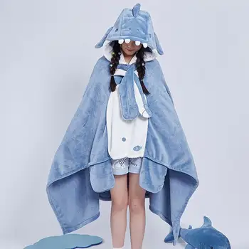 Носимое одеяло Shark С качулка За жени, Мек Шал Shark, Наметало, халат за сън Shark, одеало за кондициониране на въздуха, одеало за спане, пижами