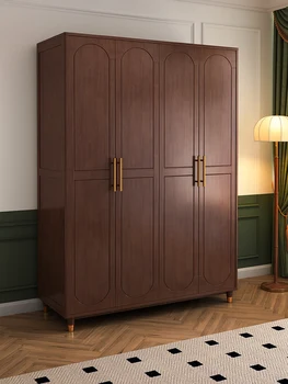 Малък шкаф от масивно дърво в американски стил за домашно съхранение на възрастни, дървен шкаф за дрехи
