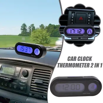 Автоматичен Часовник 2 В 1 Кола Часовник Дигитален термометър, Часовници С Осветление на цифровия дисплей Аксесоари за Стайлинг на автомобили Lcd L4a4