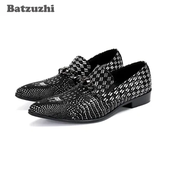 Batzuzhi/ Дизайнерски Мъжки обувки; Черни модела обувки от естествена кожа С остри пръсти; Официалната Бизнес Кожени обувки За партита; Zapatos Hombre