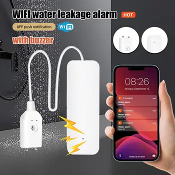 Sasha WiFi Smart ZigBee Сензор, изтичане на вода Детектор на преливане на водата Охранителна Звукова аларма Сензор, изтичане на вода Дистанционно наблюдение