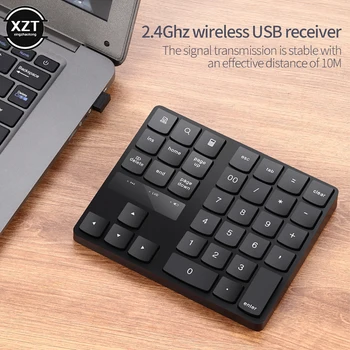 Безжична клавиатура USB 2.4 G 35 клавиши с Мултимедийна Беззвучная Цифрова клавиатура за зареждане на Цифровата клавиатура за преносим КОМПЮТЪР Канцеларски материали