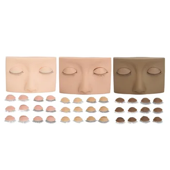 Главата-манекен за удължаване на мигли, половината лица, силикон за многократна употреба манекен за удължаване на мигли, разменени очите за салон за красота за начинаещи