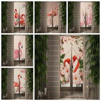 Розово Фламинго Врата Завеси Творчески Цветя Птица Врата Завесата Антре, Кухня Входна Преграда Бохо Декор Полупрозрачни завеси