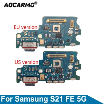 Оригинален USB порт За Зареждане на Aocarmo Samsung Galaxy S21 FE 5G G990B/N G990U Зарядно Устройство, Зарядно устройство СЪС СИМ-media reader Резервни Части за Микрофон