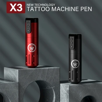 Професионална безжична писалка за татуировка-на пишеща машина X3 с акумулаторна батерия с голям капацитет, постоянни аксесоари за боди-арт за начинаещи татуировщиков