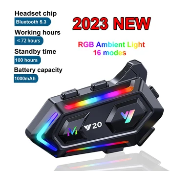 16 Режима на RGB светлина 2023 Нова Каска-слушалки за мотоциклет Bluetooth 5.3 1000 mah IPX6 намаляване на шума Мото Безжични Аксесоари