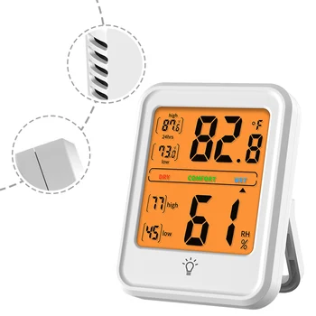 Измерване на температура, влажност, Дигитален влагомер, термометър, LCD сензор за температура и влажност на въздуха, Бяло, черно ABS Home