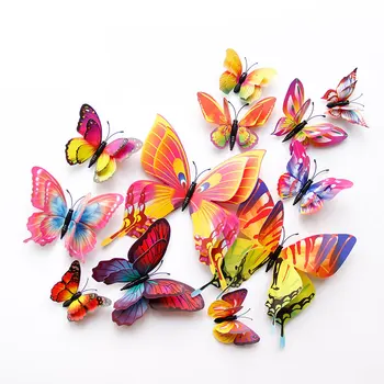 3D PVC Магнитни стикери с имитация на Пеперуди и водни Кончета За декора на стените на стаите в Дома Стикери за хладилник Сватбени декорации