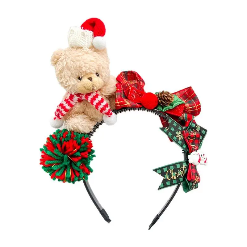 Коледна превръзка на главата с медвежонком, панделки за коса със сладък медвежонком, шапки за cosplay, красив и удобен коледна прическа за