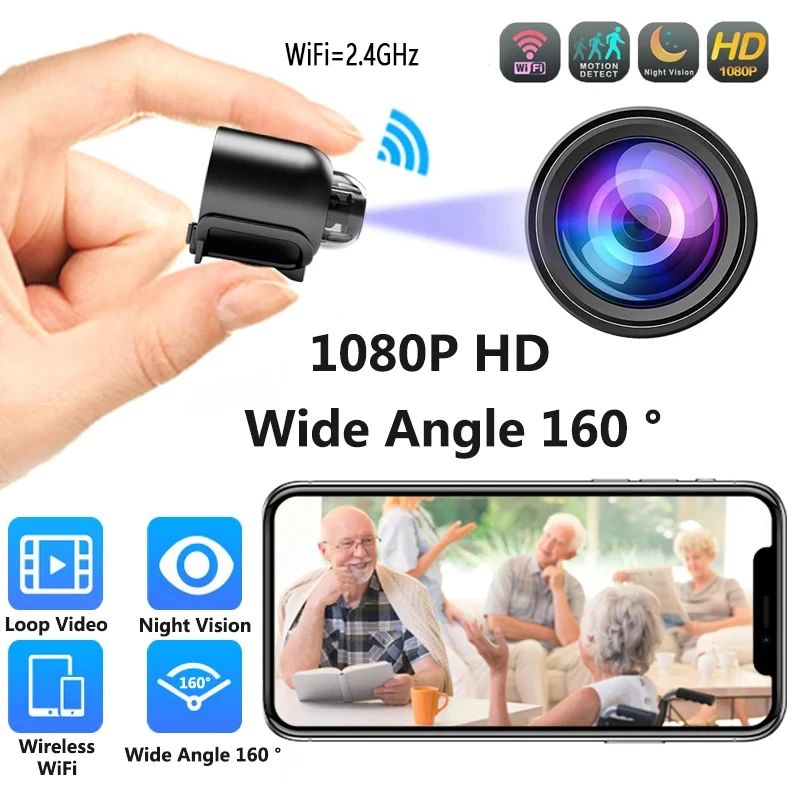 Нова мини-WiFi камера FHD 1080P за Нощно виждане Камера за откриване на движение Домашна камера за видеонаблюдение следи бебето